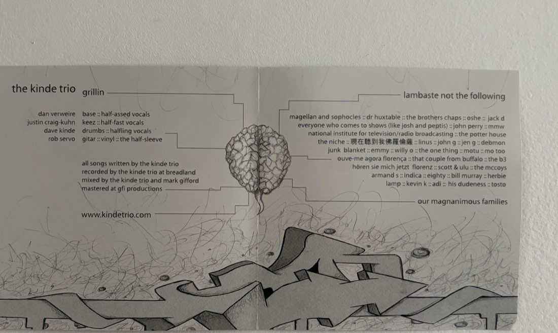 Grillin' gatefold interior with credits
