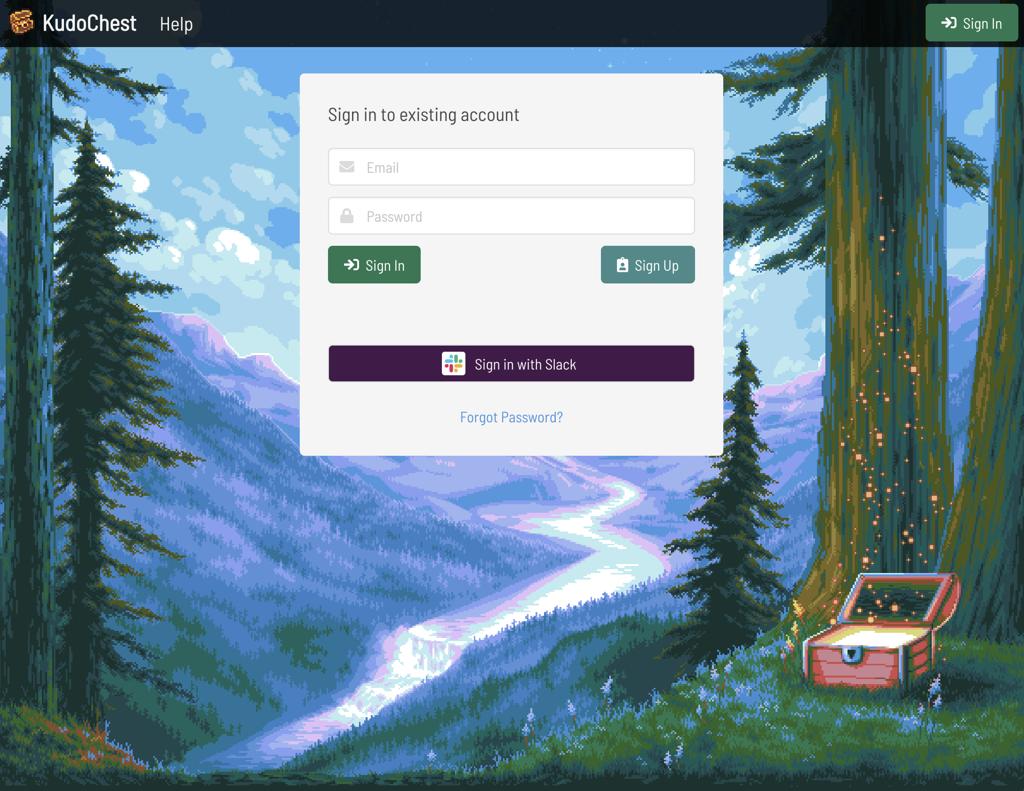 KudoChest login screenshot