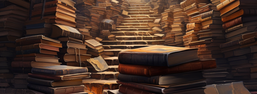AI art depicting stacks of books